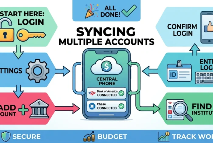 How Do I Set Up Syncing for Multiple Accounts in a Personal Finance App?